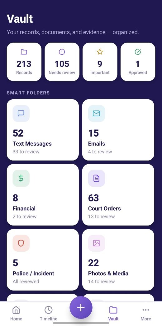 The real CaseWeave app — the vault with smart folders.