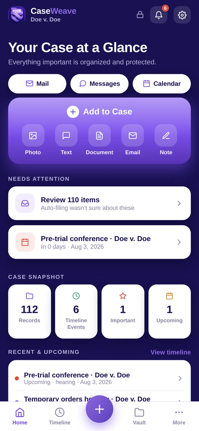 The client app with case information, capture tools and requests.