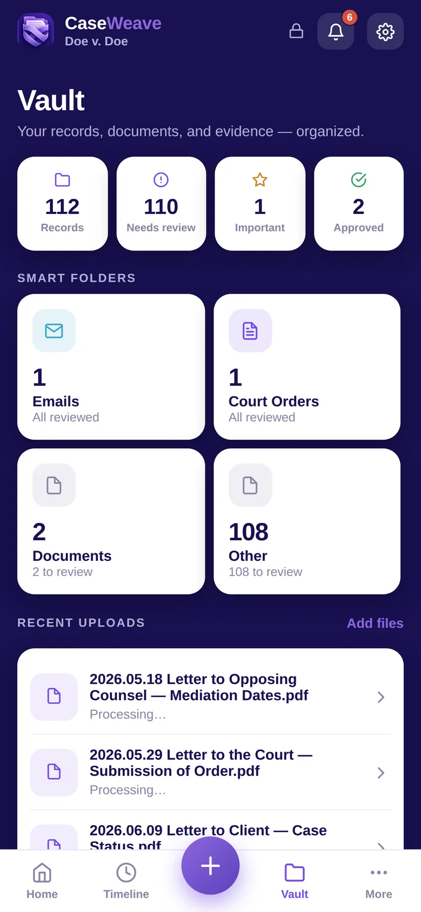 The app vault with smart folders that organize themselves from what each file is.